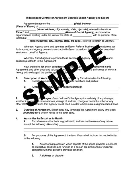 escort agency contract template pdf|Escort Contract Format